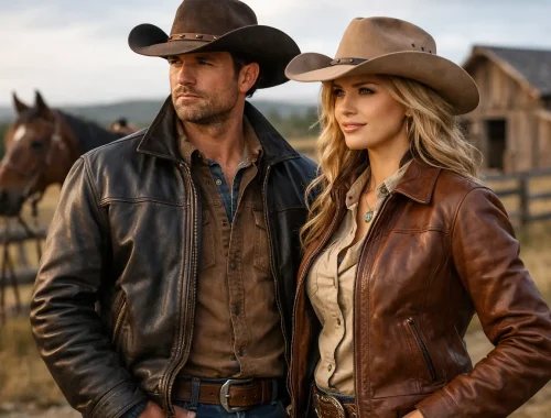 Jaqueta de couro na moda country