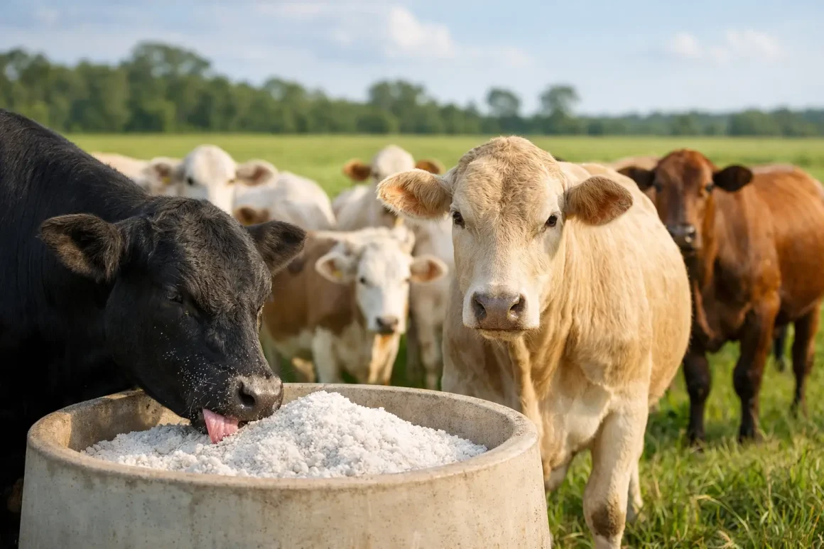 Sal mineral no gado de engorda a pasto